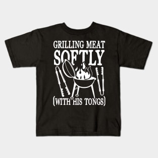 Grilling Meat Softly With His Tongs Kids T-Shirt